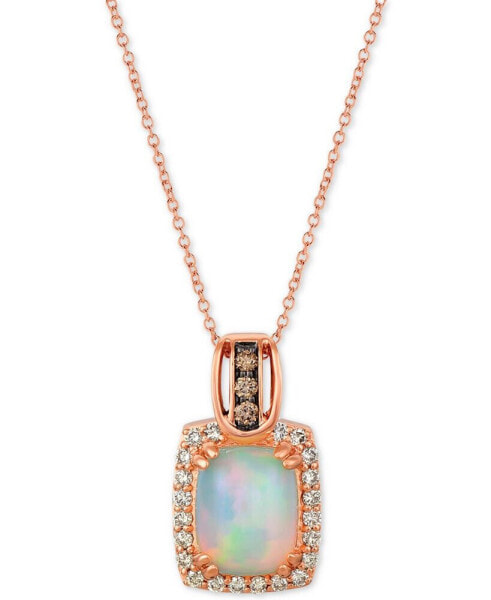 Opal (1-5/8 ct. t.w.) & Diamond (3/8 ct. t.w.) 18" Pendant Necklace in 14k Rose Gold