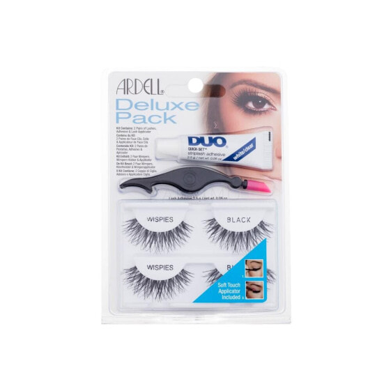 Ardell Wispies Deluxe Pack 1 St. falsche wimpern für Frauen Falsche Wimpern Wispies 2 Paare + Wimpernkleber Duo 2,5 g + Applikator 1 St.