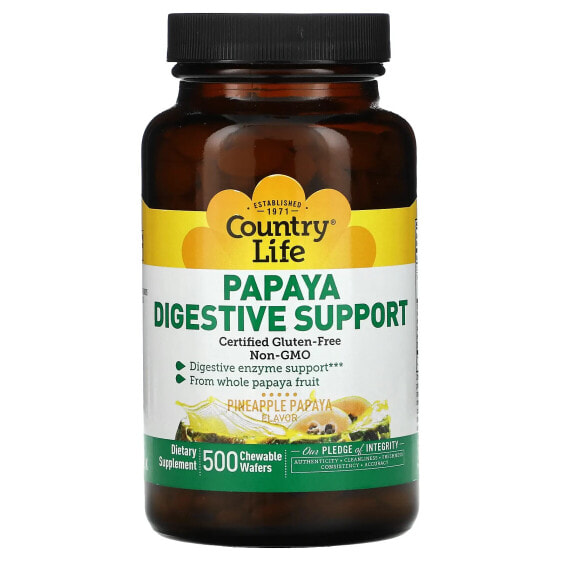 Витамины Country Life Papaya Digestive Support, Pineapple Papaya, 500 жевательных таблеток