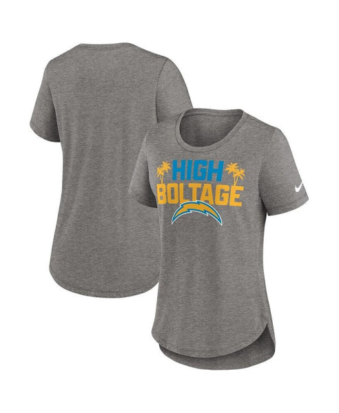 Women's Heather Charcoal Los Angeles Chargers Local Fashion Tri-Blend T-shirt