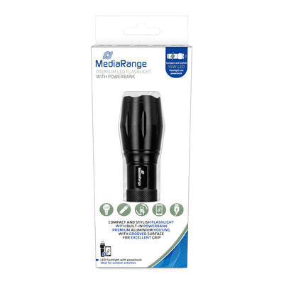 MEDIARANGE MR735 - Hand flashlight - Black - Aluminium - LED - 1 lamp(s) - 10 W
