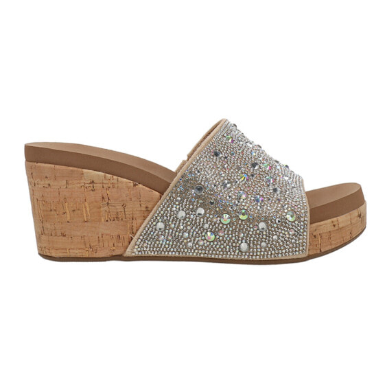 Corkys Sunlight Rhinestone Wedge Womens Silver Casual Sandals 41-0300-CLER