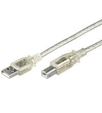 Goobay USB 2.0 Hi-Speed Cable, transparent, 3m, 3 m, USB A, USB B, USB 2.0, 480 Mbit/s, Transparent