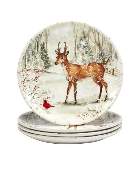 Winter's Walk 4 Piece Dinner Plate Set