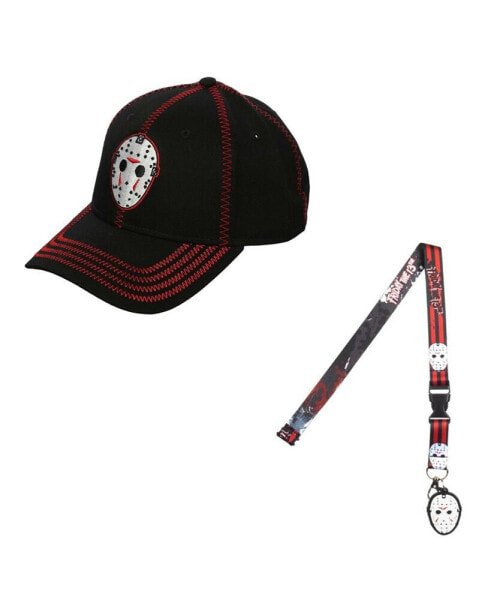 Men's Jason Mask Snapback Hat & Lanyard Combo Set