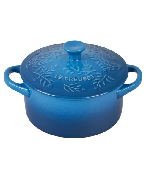 Кокотт круглый Le Creuset из керамики с рельефной оливковой ветвью 24 унц.