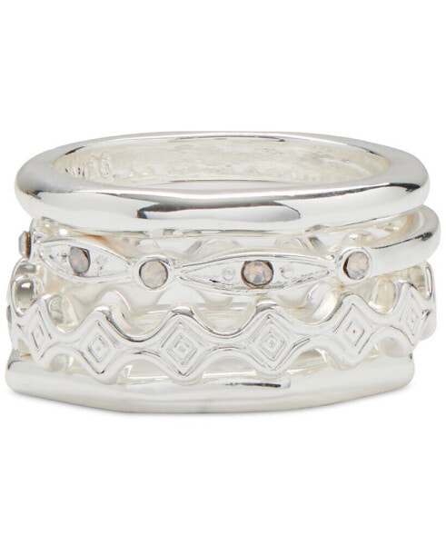 Silver-Tone 4-Pc. Set Pavé Stack Rings