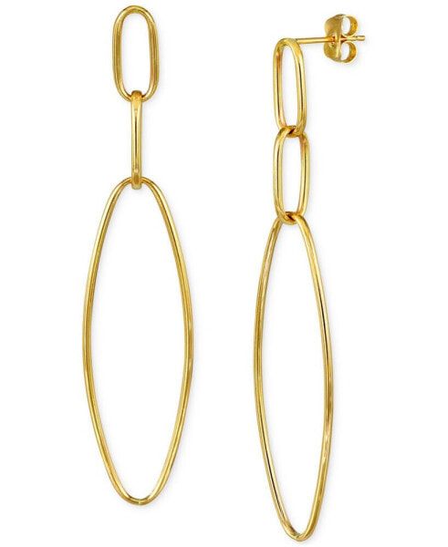 Open Link Long Dangle Drop Earrings in 14k Gold