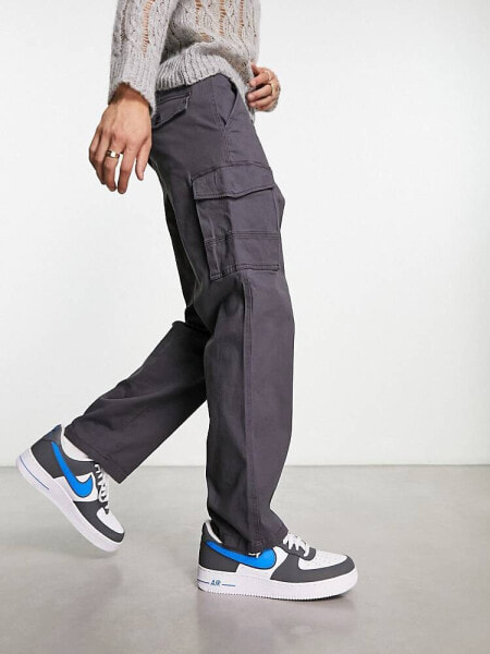 ADPT loose fit cargo trouser in dark grey 