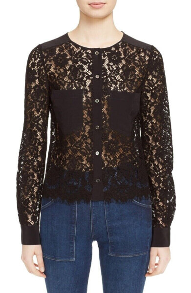 Women's Veronica Beard Lotus Lace Blouse, Size 6 - Black 152348