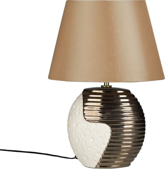 Lampa stołowa Beliani Lampka nocna porcelanowa biało-złota ESLA