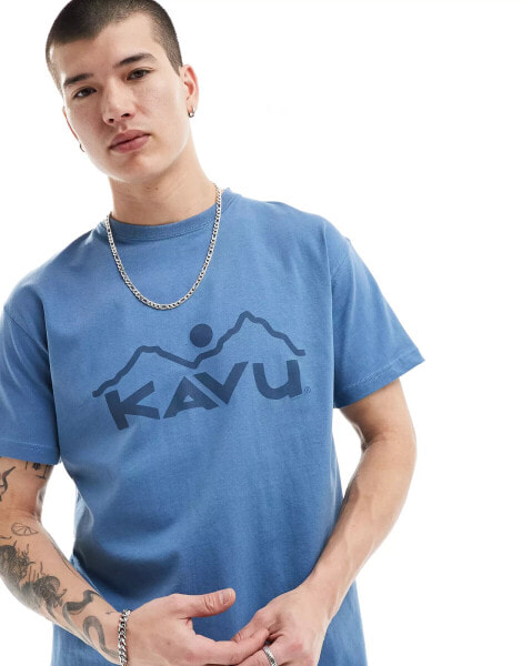 Kavu heritage front logo t-shirt in blue