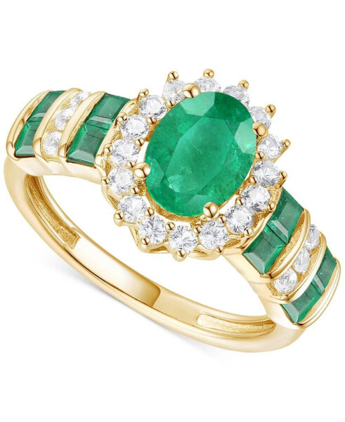 Sapphire (2-1/2 ct. t.w.) & Diamond (3/8 ct. t.w.) Halo Ring in 14k Gold (Also in Ruby & Emerald)