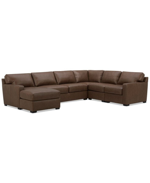 Radley 136" 5-Pc. Leather Square Corner Modular Chase Sectional, Created for Macy's