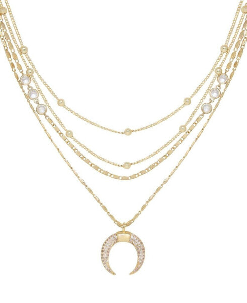 ETTIKA layered Chain Crescent Horn Women's Necklace