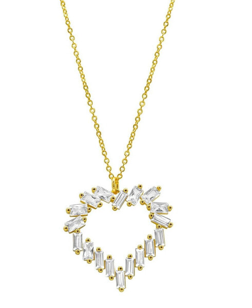 14K Gold-Plated Crystal Baguette Heart Pendant Necklace