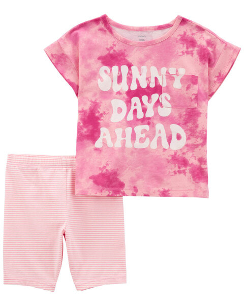 Kid 2-Piece Sunny Days Tee & Bike Short Set 6-6X