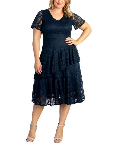 Plus Size Lace Affair Tiered Cocktail Dress