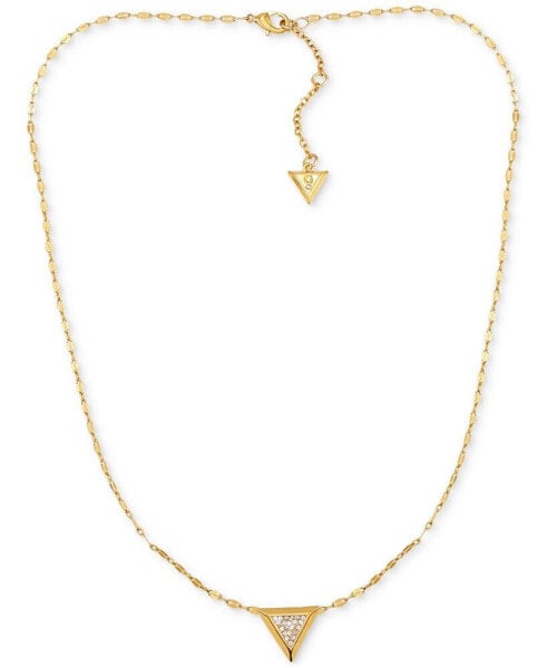 14k Gold Ion-Plated Pavé Triangle Pendant Necklace, 16" + 2" extender