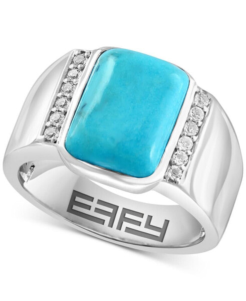EFFY® Men's Turquoise & White Topaz (1/4 ct. t.w.) Ring in Sterling Silver