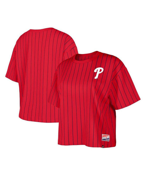 Women's Red Philadelphia Phillies Boxy Pinstripe T-Shirt
