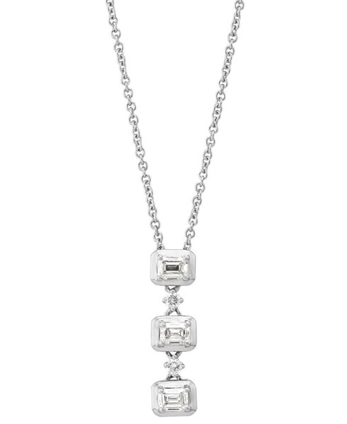Diamond Octagon & Round Linear 18" Pendant Necklace (1/2 ct. t.w.) in 10k White Gold