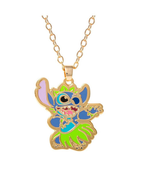 Lilo & Stitch Flash Gold Plated Necklace with Stitch Pendant - Stitch Gifts Jewelry, 16 + 2''