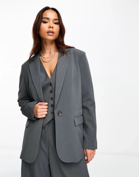 Vero Moda Troian tailored blazer in grey