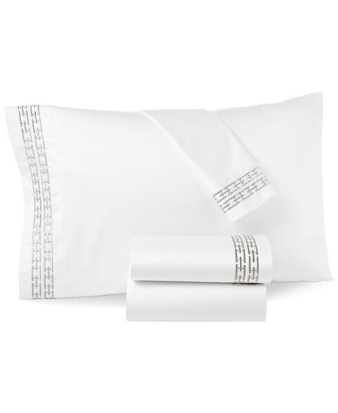 Chain Links Embroidered 100% Pima Cotton Pillowcase, King, Created for Macy's