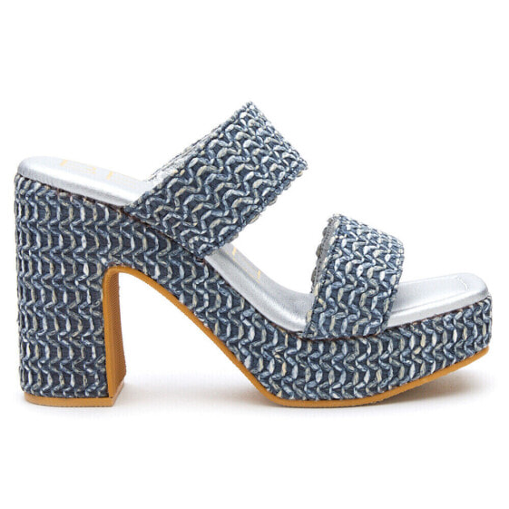 BEACH by Matisse Gem Platform Block Heels Womens Blue Casual Sandals GEM-408