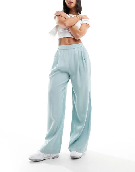 ASOS DESIGN wide leg trouser in light blue