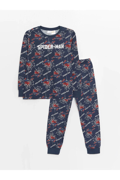 LCW Kids Bisiklet Yaka Spiderman Baskılı Uzun Kollu Erkek Çocuk Pijama Takımı