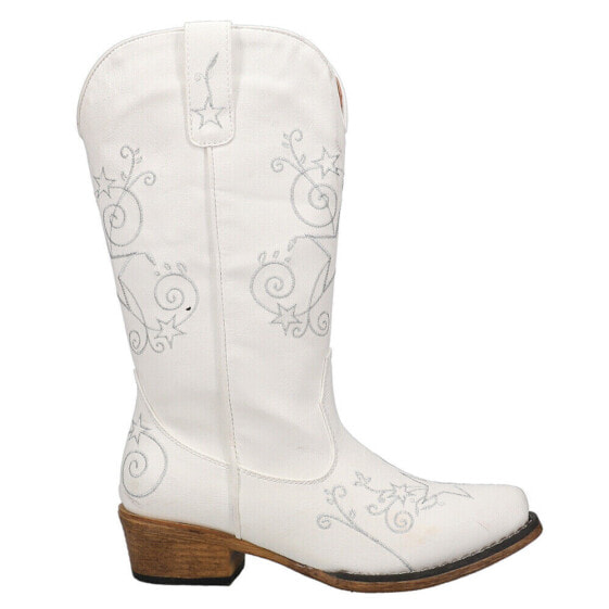 Roper Aster Embroidered Snip Toe Cowboy Womens White Casual Boots 09-021-0191-3