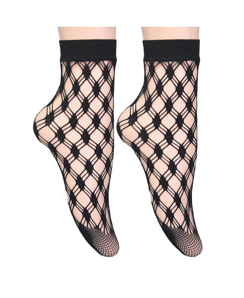 Women's Lattice Net Fishnet Socks - Pack of 2