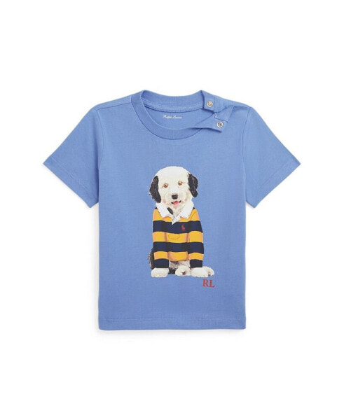 Baby Boys Dog Print Cotton Jersey T Shirt