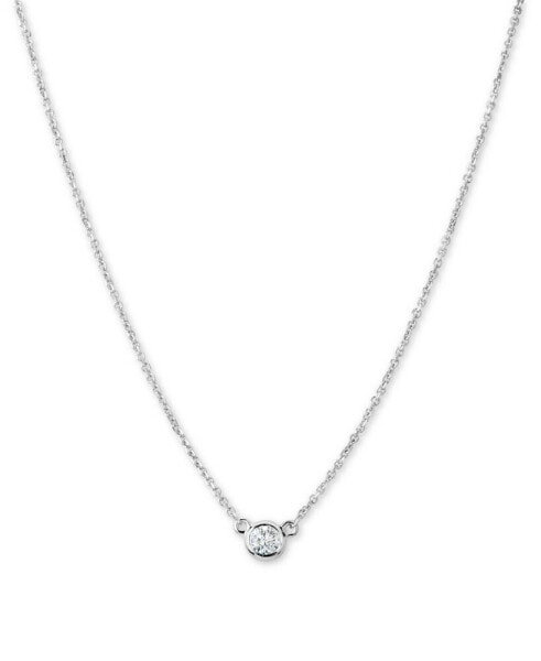Diamond Bezel-Set Adjustable Pendant Necklace (1/6 ct. t.w.) in 14k White Gold