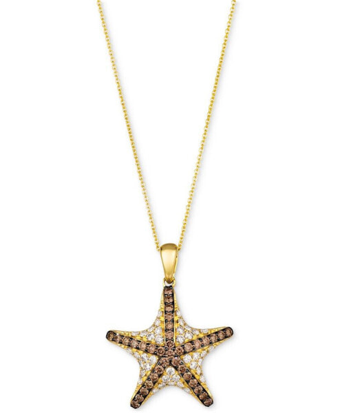 Le Vian chocolate Diamond & Nude Diamond Starfish 20" Adjustable Pendant Necklace (1-1/3 ct. t.w.) in 14k Gold