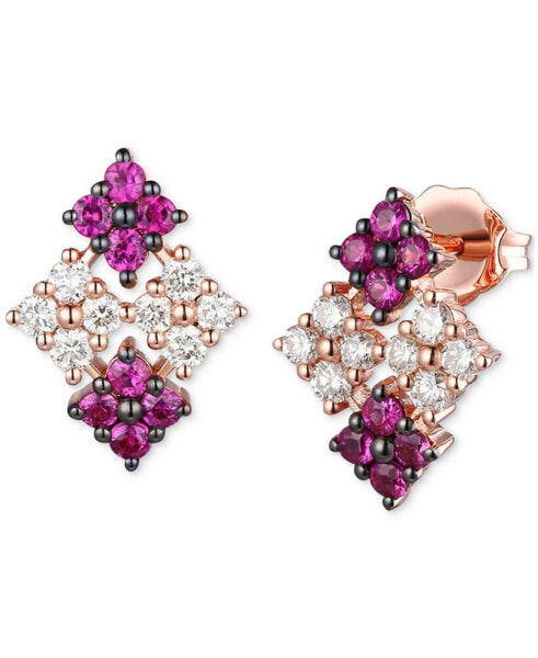 Серьги Le Vian ombré Passion Ruby & Vanilla Diamond Cluster