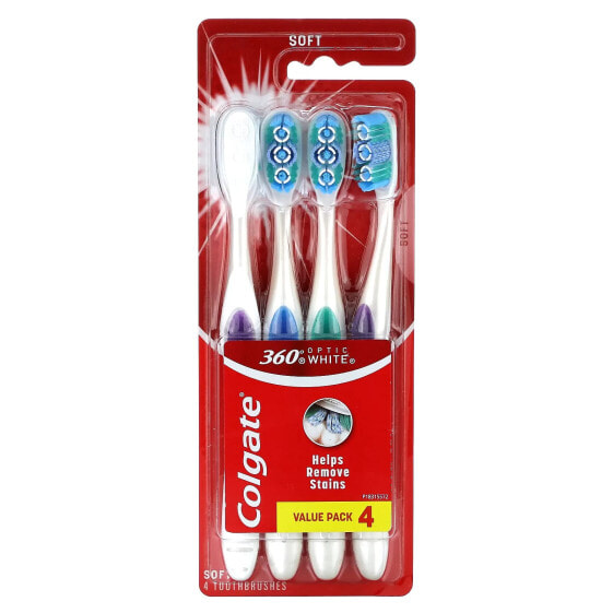 Optic White 360, Toothbrushes, Soft, 4 Toothbrushes