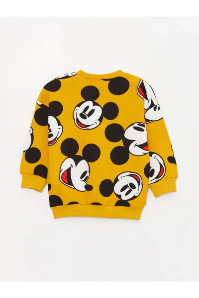 Bisiklet Yaka Mickey Mouse Baskılı Erkek Bebek Pantolon ve Sweatshirt Takım 2'li