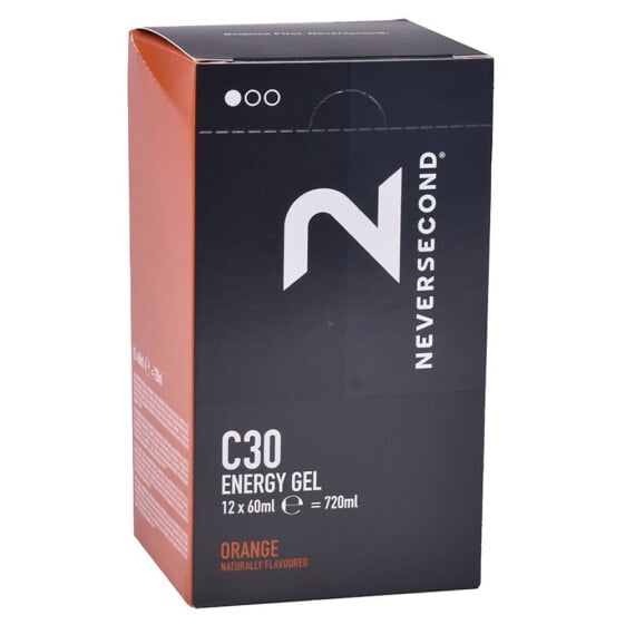 NEVERSECOND C30 60ml Orange Energy Gels Box 12 Units