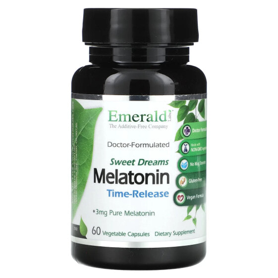 Витамины для здорового сна Emerald Laboratories Sweet Dreams, Melatonin, Time-Release, 3 мг, 60 овощных капсул