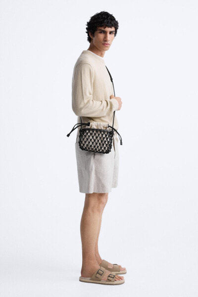 LEATHER MACRAMÉ CROSSBODY BAG