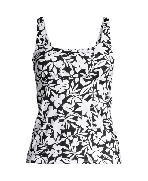 Plus Size Square Neck Underwire Tankini Swimsuit Top Adjustable Straps