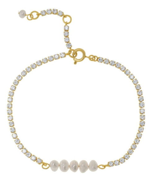 White Simulated Imitation Pearl Cubic Zirconia Tennis Bracelet
