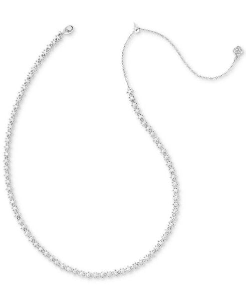 Cubic Zirconia Daisy Chain Collar Necklace, 14" + 5" extender