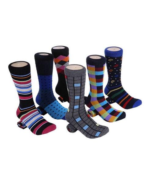 Men's Bold Designer Dress Socks Pack of 6