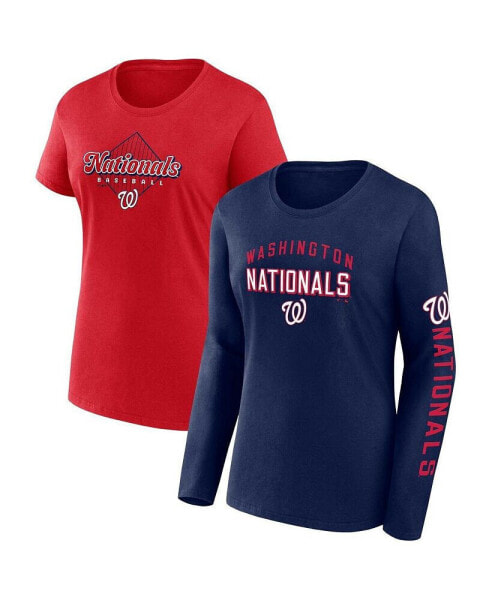 Women's Navy, Red Washington Nationals T-shirt Combo Pack