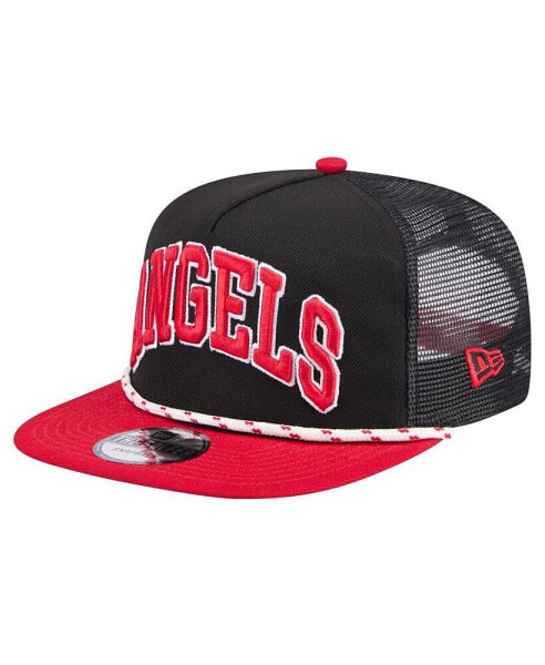 Men's Black Los Angeles Angels Throwback Meshback Golfer Hat