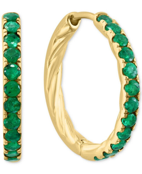 EFFY® Emerald Small Hoop Earrings (7/8 ct. t.w.) in Gold-Plated Sterling Silver, 0.5" (Also available in Sapphire and Ruby)